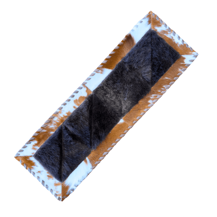 Bison/Cowhide Hair - On Hem Table Runner | Patchwork & Laced Design – 1' X 3' Feet - Hides & Leathers - Cowhide Rugs