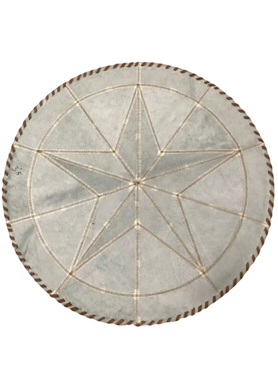 Cowhide Two Color Round Area Rug - Star Patchwork Rug Brown & White