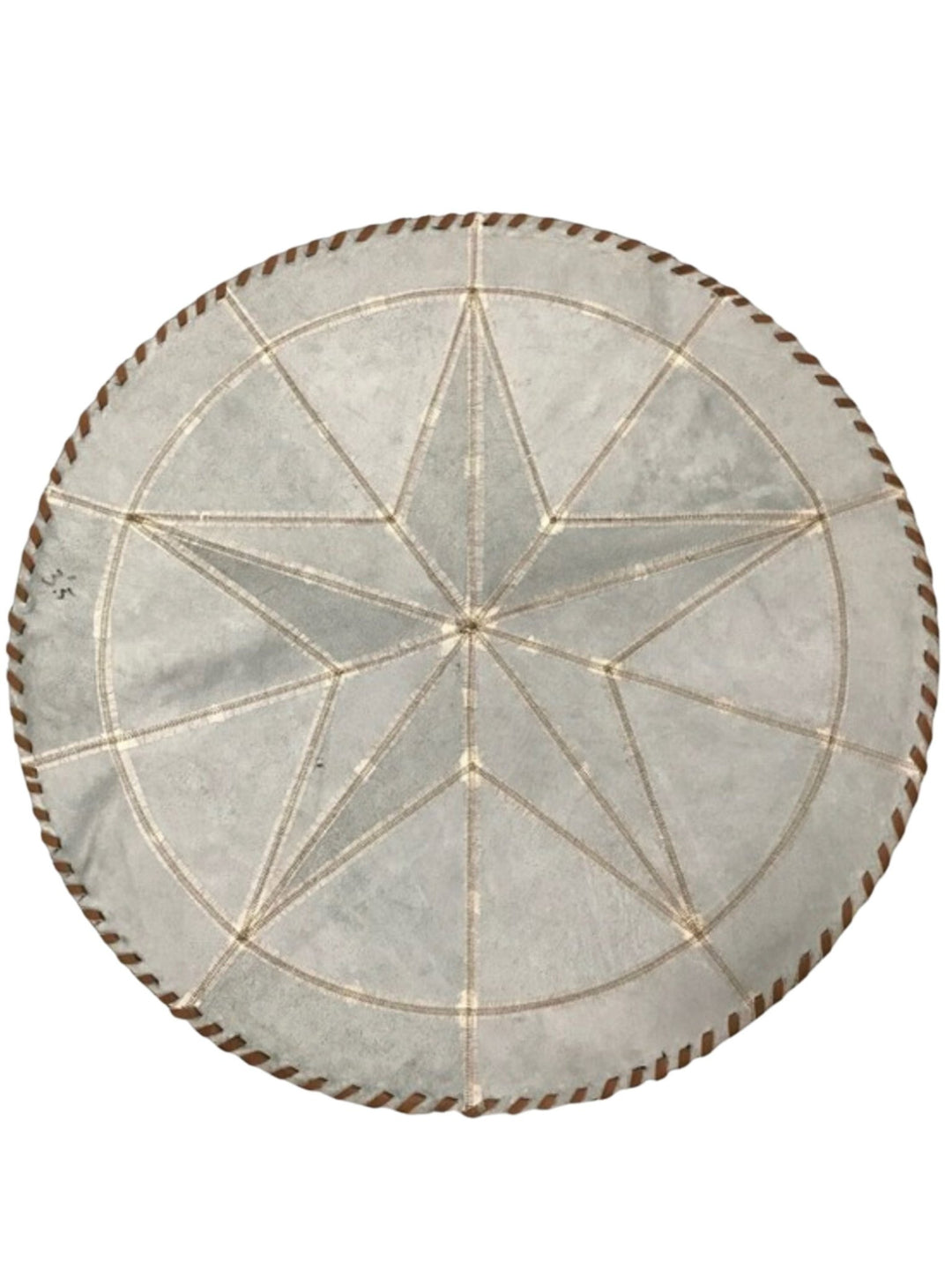 Cowhide Tricolor Round Area Rug - Star Patchwork Rug White & Black - Hides & Leathers -