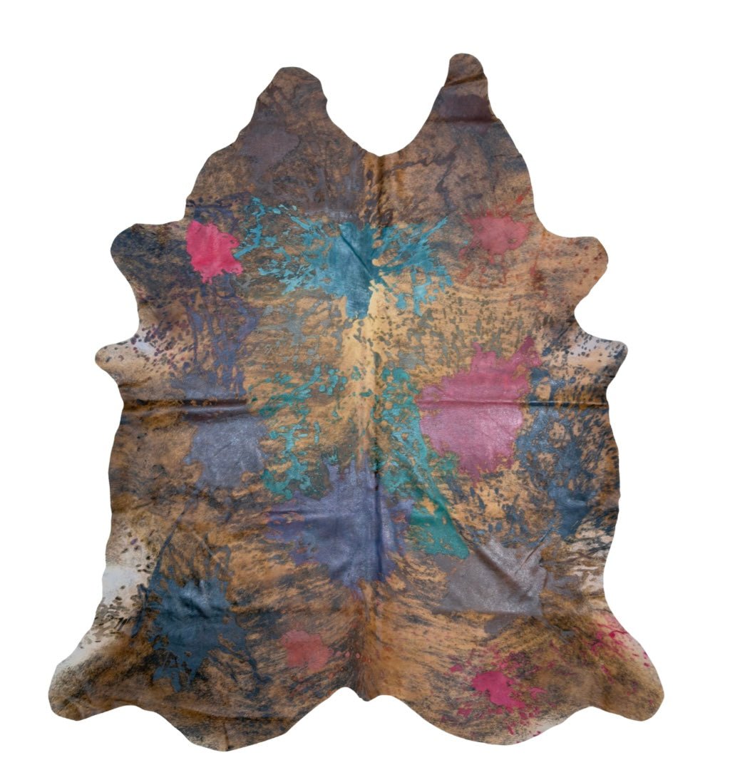 Hair on cowhide - Brindle - paint splashes - Hides & Leathers -