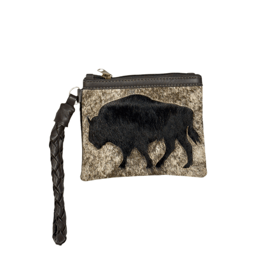 Handcrafted Cowhide Mini Wrist Purse - Buffalo Design - Hides & Leathers -