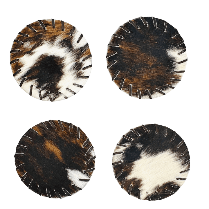 Handmade Cowhide Placemats and Coasters Bundle - Circle - Hides & Leathers -