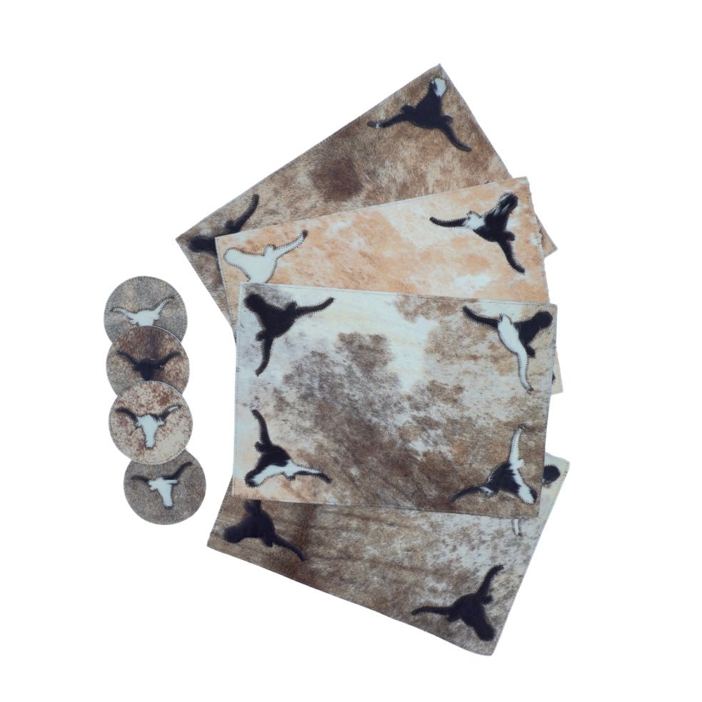 Handmade Cowhide Placemats and Coasters Bundle - exotic - Hides & Leathers -