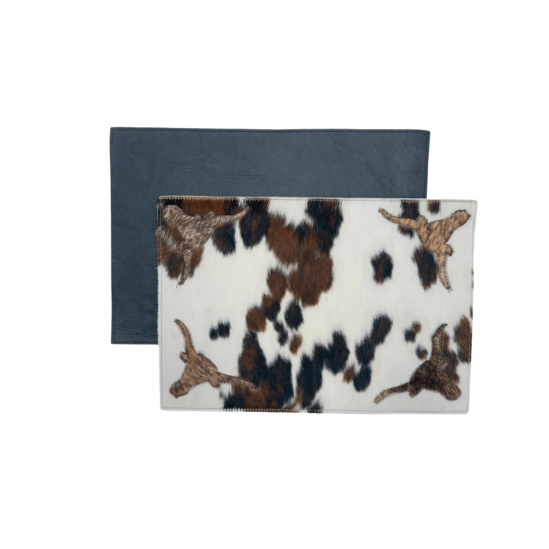 Handmade Cowhide Placemats and Coasters Bundle - Tricolor - Hides & Leathers -