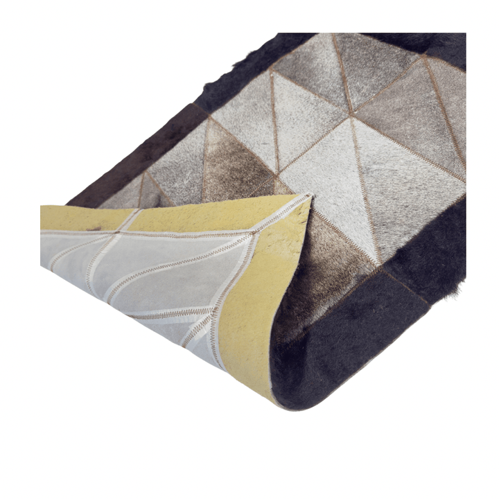 Rectangle Patchwork Area Rug Bison Border 2'x3' - Hides & Leathers - Cowhide Rugs