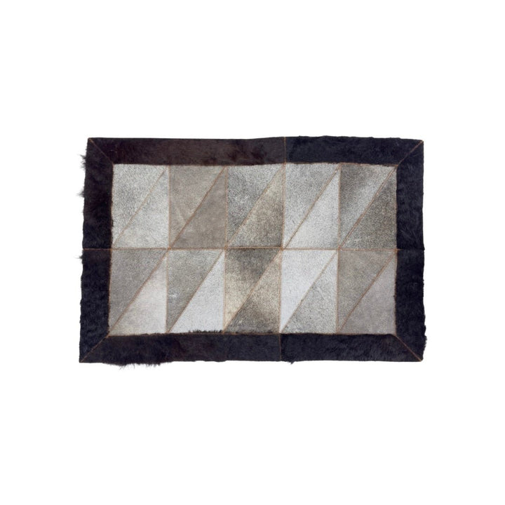 Rectangle Patchwork Area Rug Bison Border 2'x3' - Hides & Leathers - Cowhide Rugs