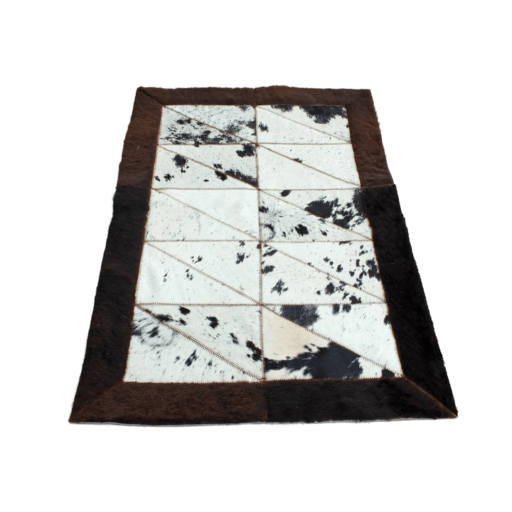 Rectangle Patchwork Area Rug - Bison Edge 2'x6' - Light Cowhide Center - Hides & Leathers - Bison Rugs