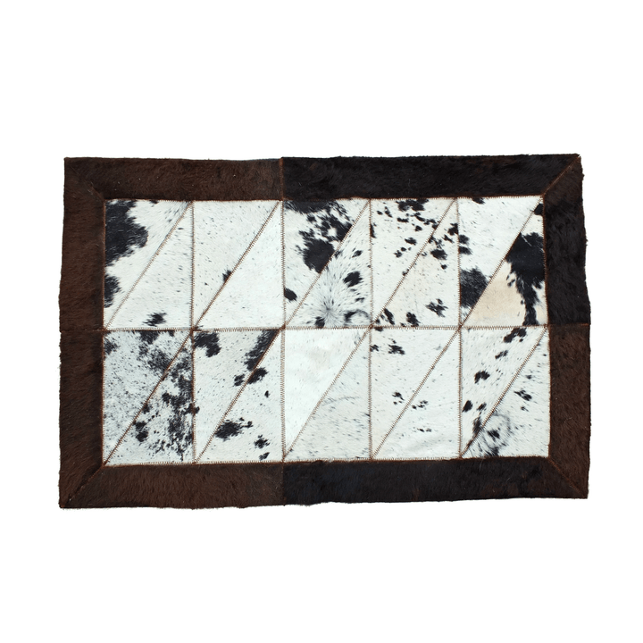 Rectangle Patchwork Area Rug - Bison Edge 2'x6' - Light Cowhide Center - Hides & Leathers - Bison Rugs