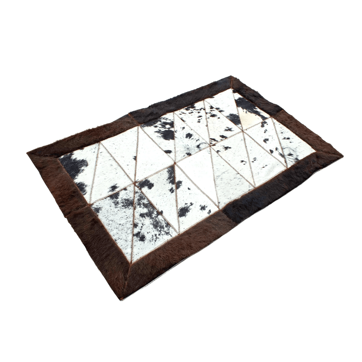 Rectangle Patchwork Area Rug - Bison Edge 2'x6' - Light Cowhide Center - Hides & Leathers - Bison Rugs