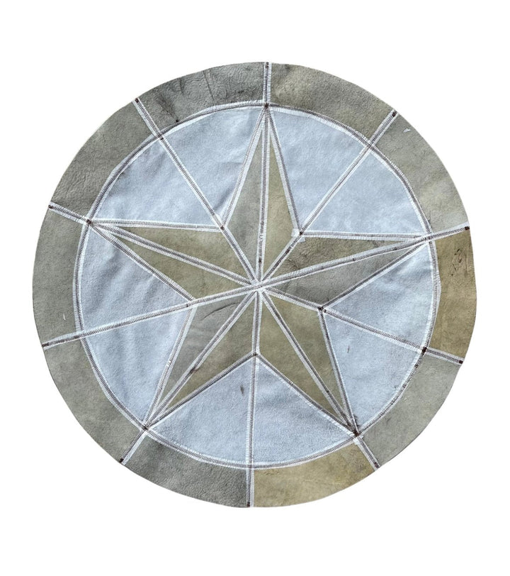 Round Western Rug - Bison Star & Edge (Dark Brindle) - Hides & Leathers -