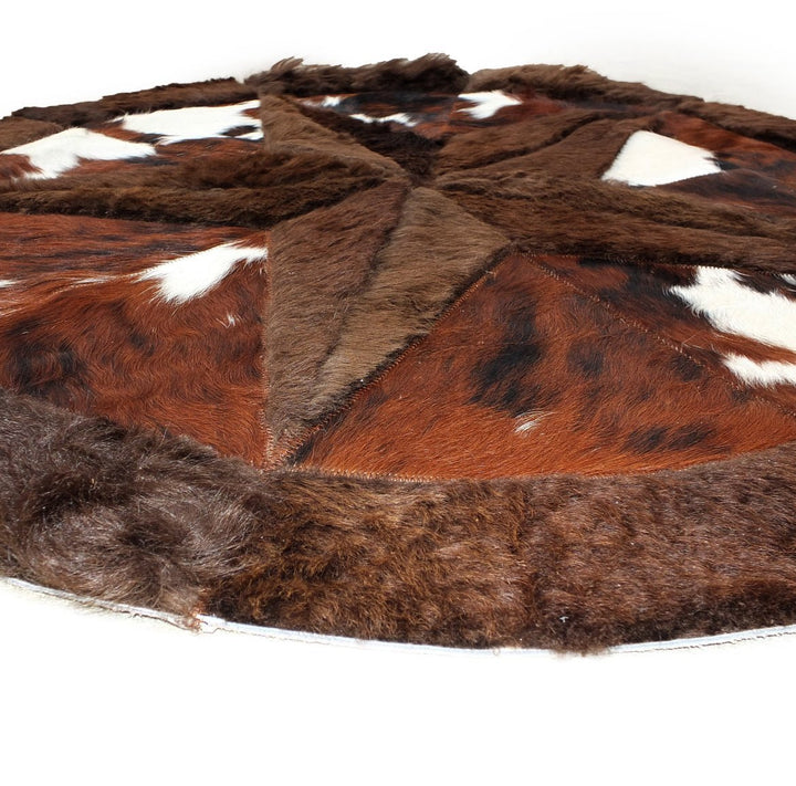 Round Western Rug - Bison Star & Edge (Dark Brindle) - Hides & Leathers -