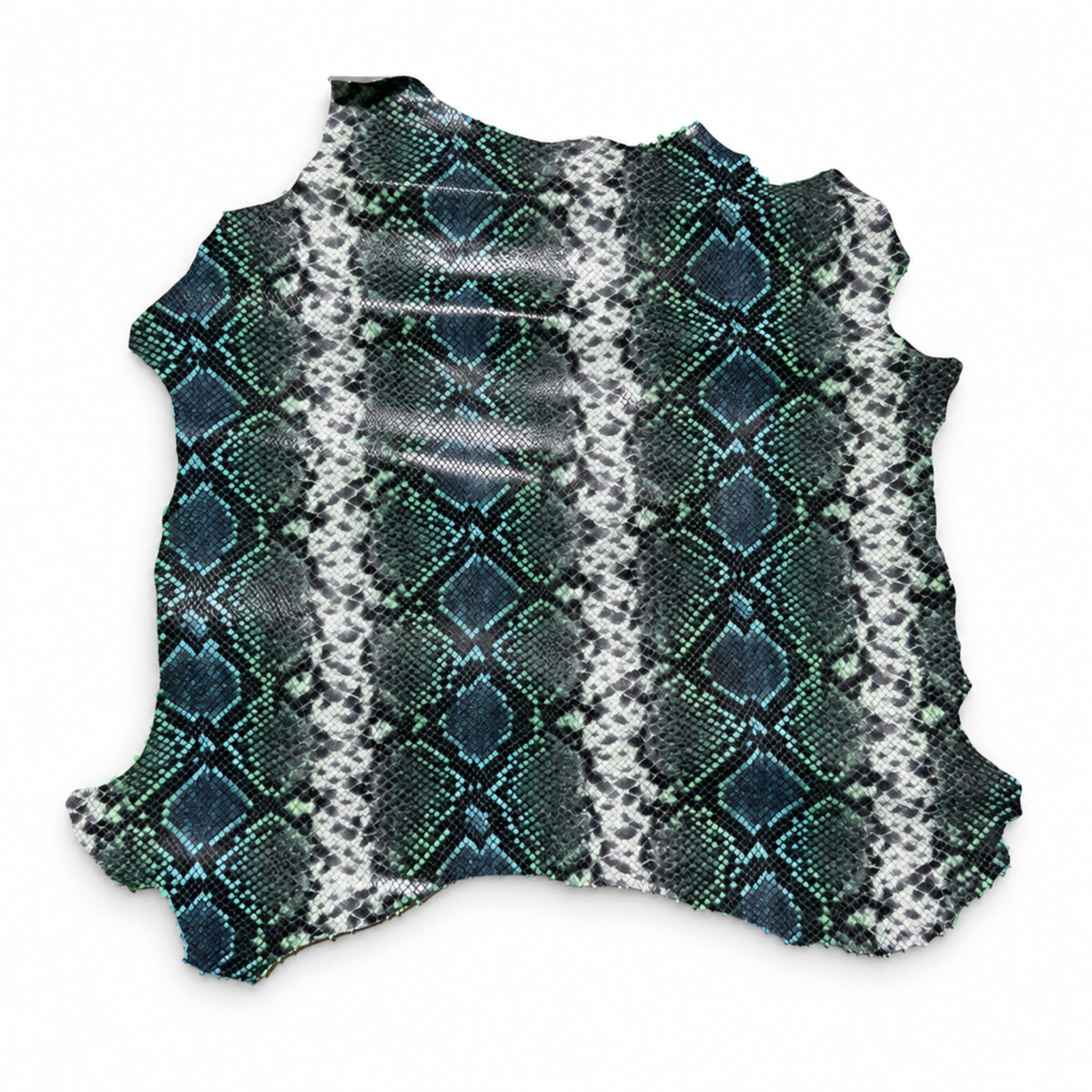 Goat Leather Piece | Snake Print Multicolor – Italian 18x18 In — front view on white background