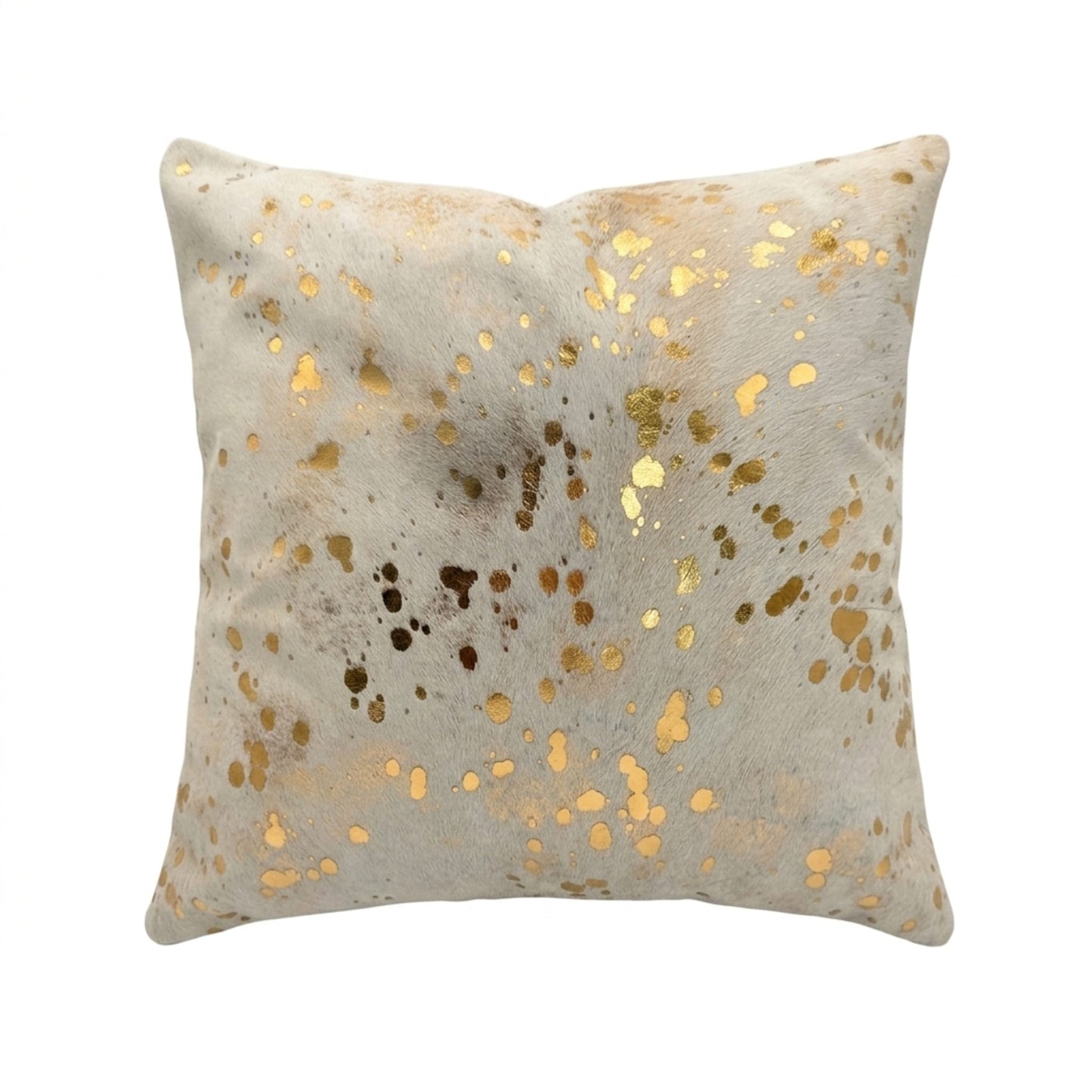 Cowhide Pillow Cover | Metallic Gold & Beige Hair-On 20 in