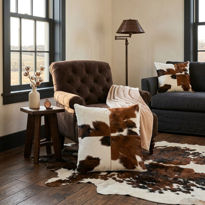 Cowhide Patchwork Pillow Cover | Tricolor Hair-On 20 in