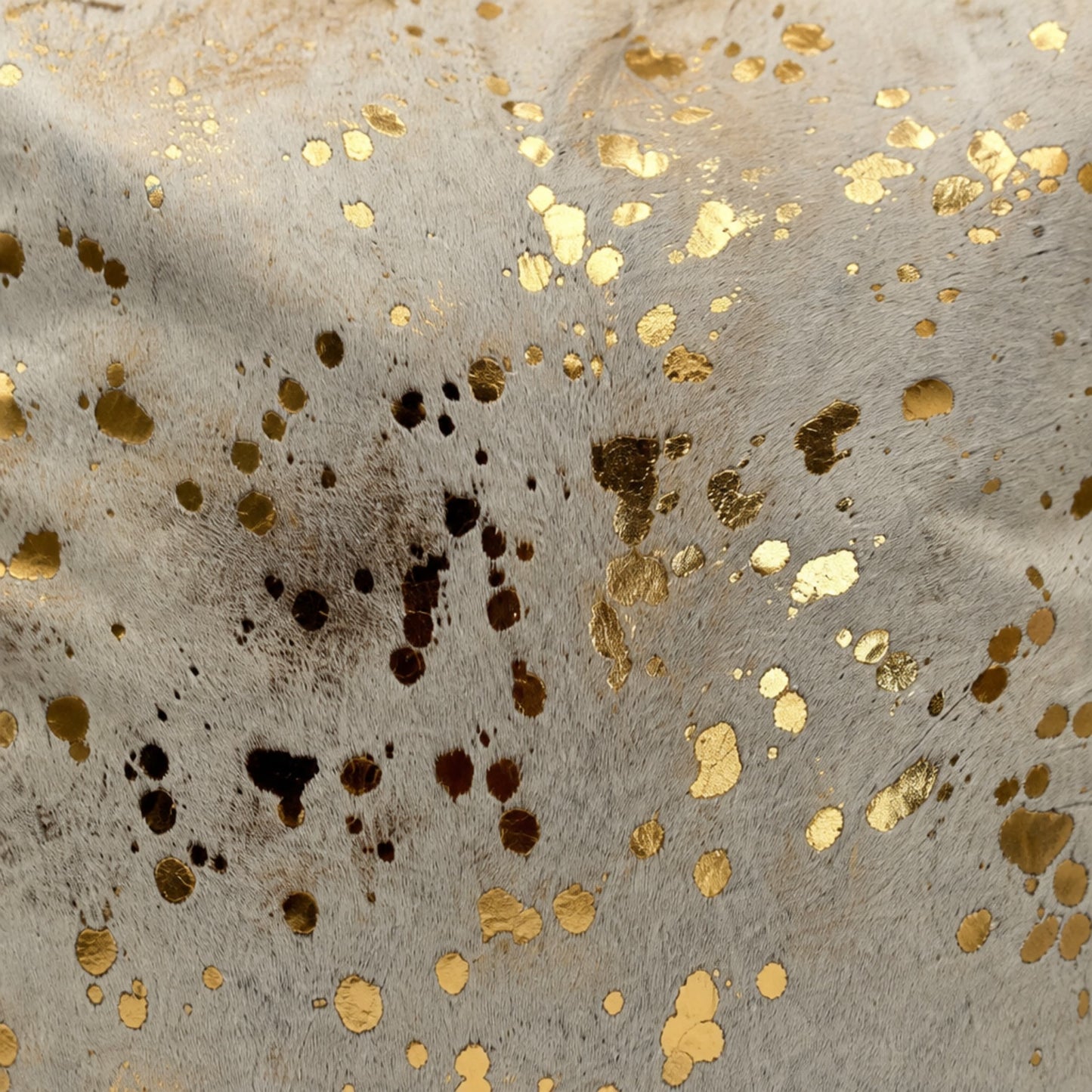 Cowhide Pillow Cover | Metallic Gold & Beige Hair-On 20 in