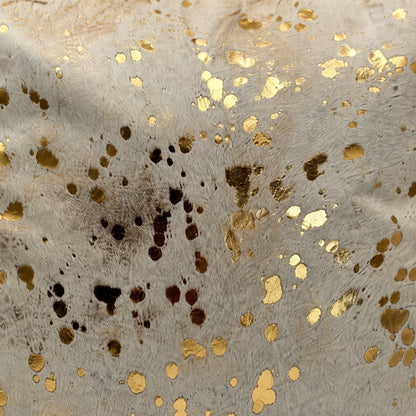 Cowhide Pillow Cover | Metallic Gold & Beige Hair-On 20 in