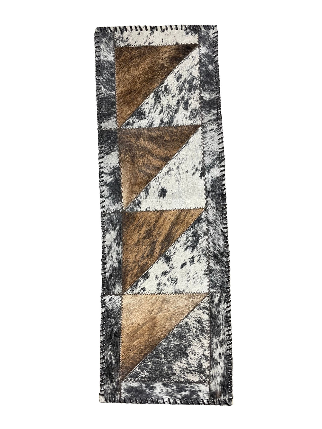 Cowhide Table Runners with Leather Lace - Tricolor