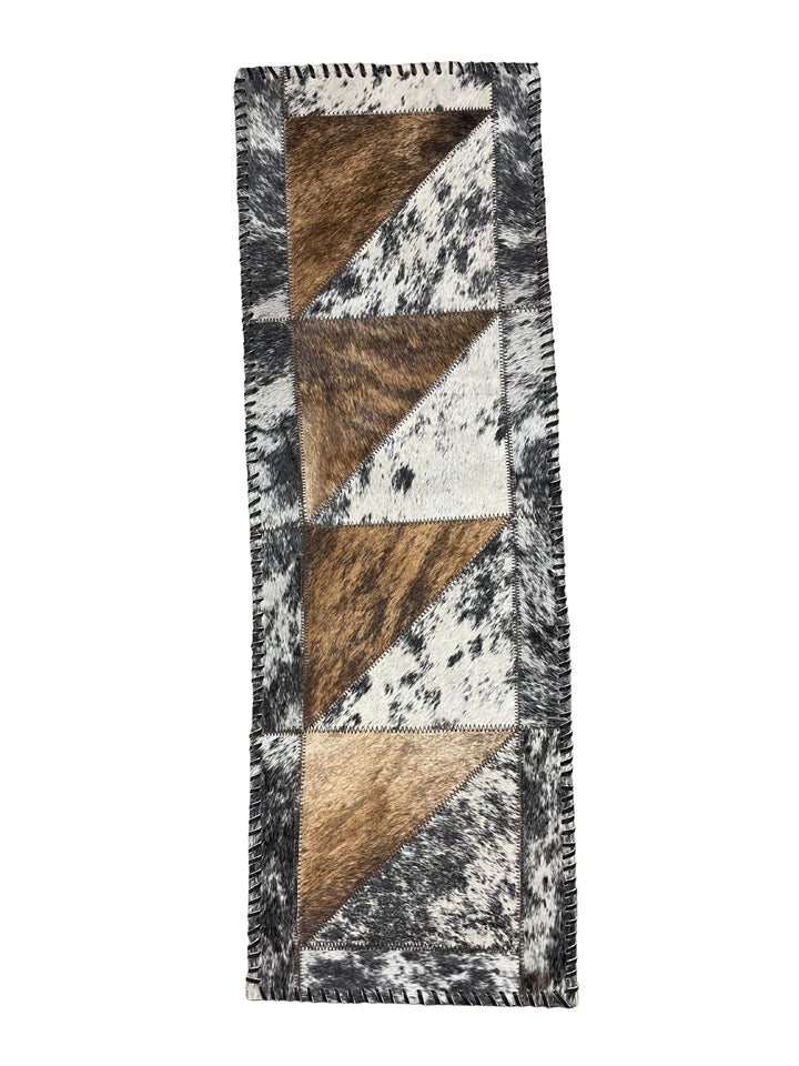 Cowhide Table Runners with Leather Lace - Tricolor