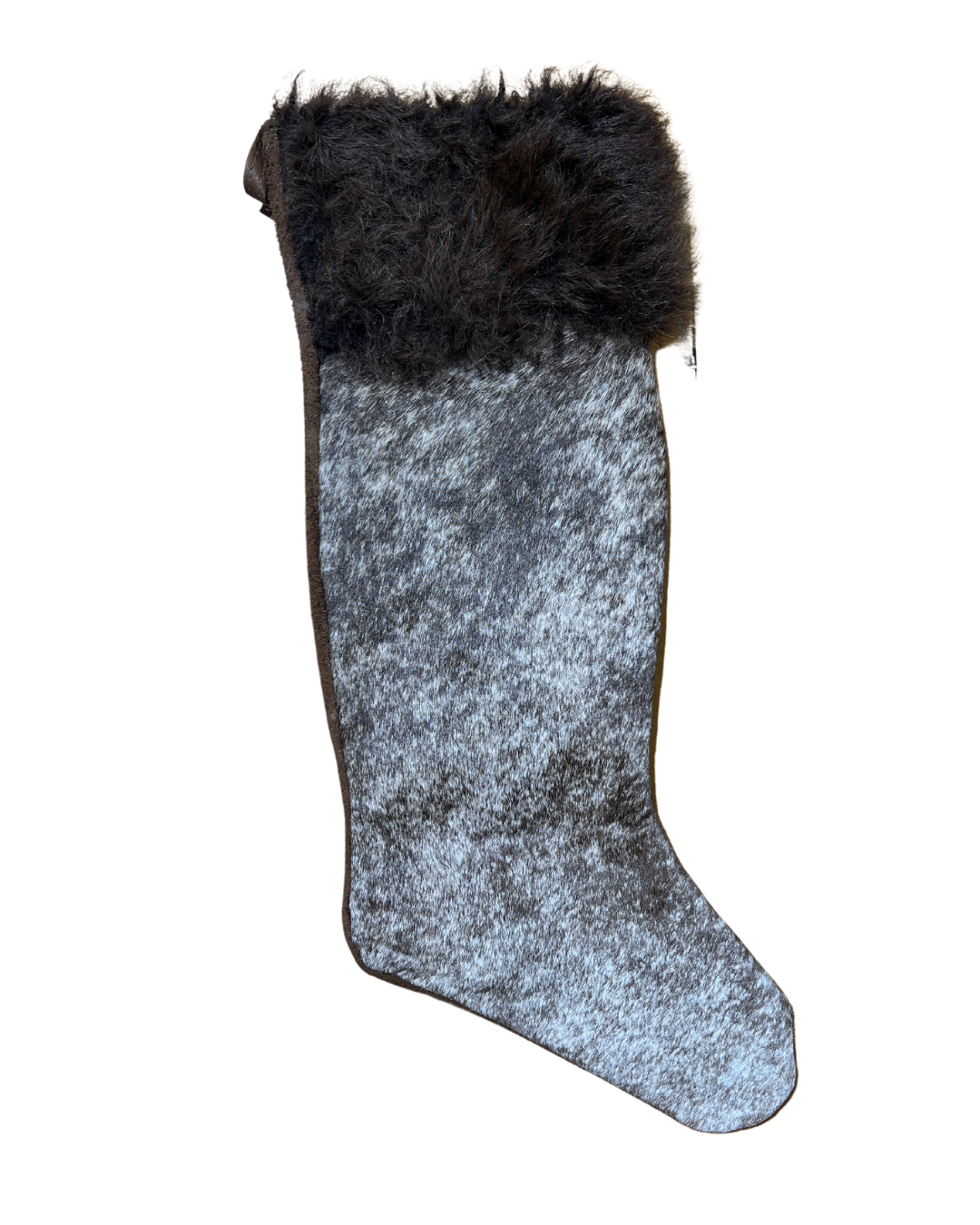 Cowhide Christmas Stocking - Brindle & with Bison Hair - Large
