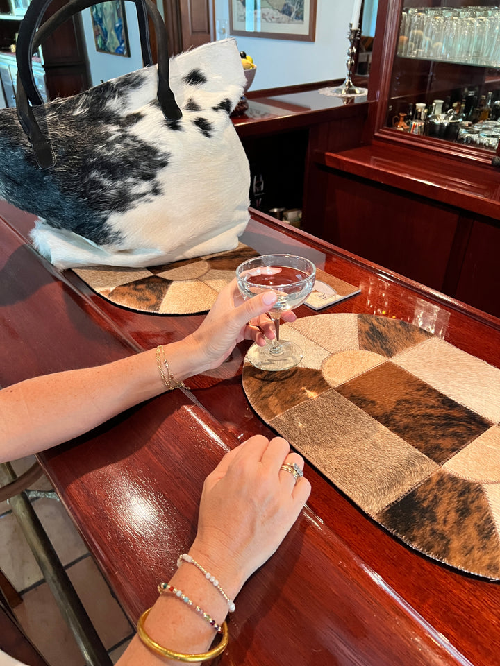 Handmade Cowhide Placemats and Coasters Bundle