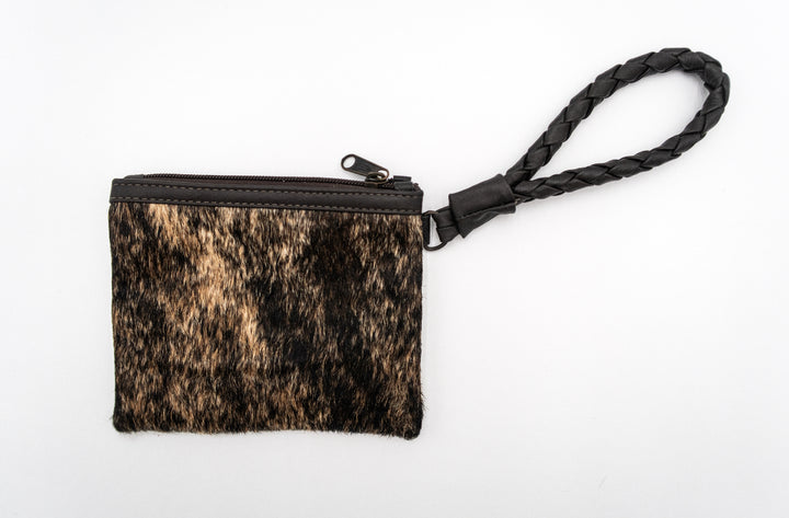 Handcrafted Cowhide Mini Wrist Purse - Buffalo Design