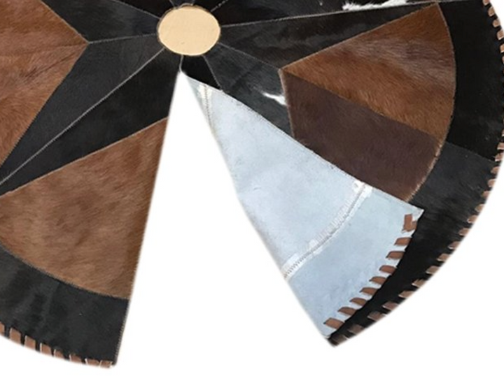 Cowhide Christmas Tree Skirt - Tricolor Exotic Star