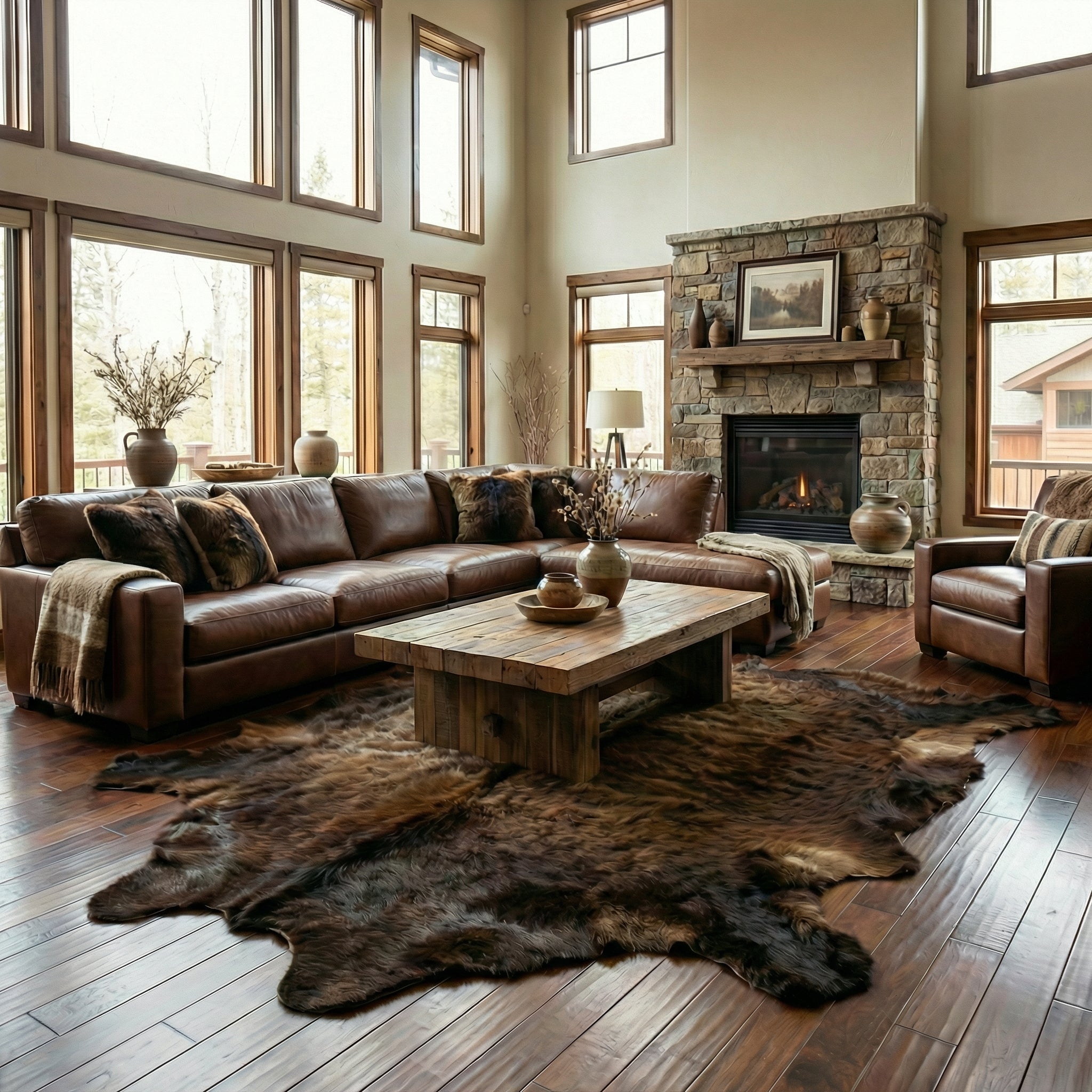 American Bison Hide Rug First Grade Extra Large 8x7 ft | 50+sqft