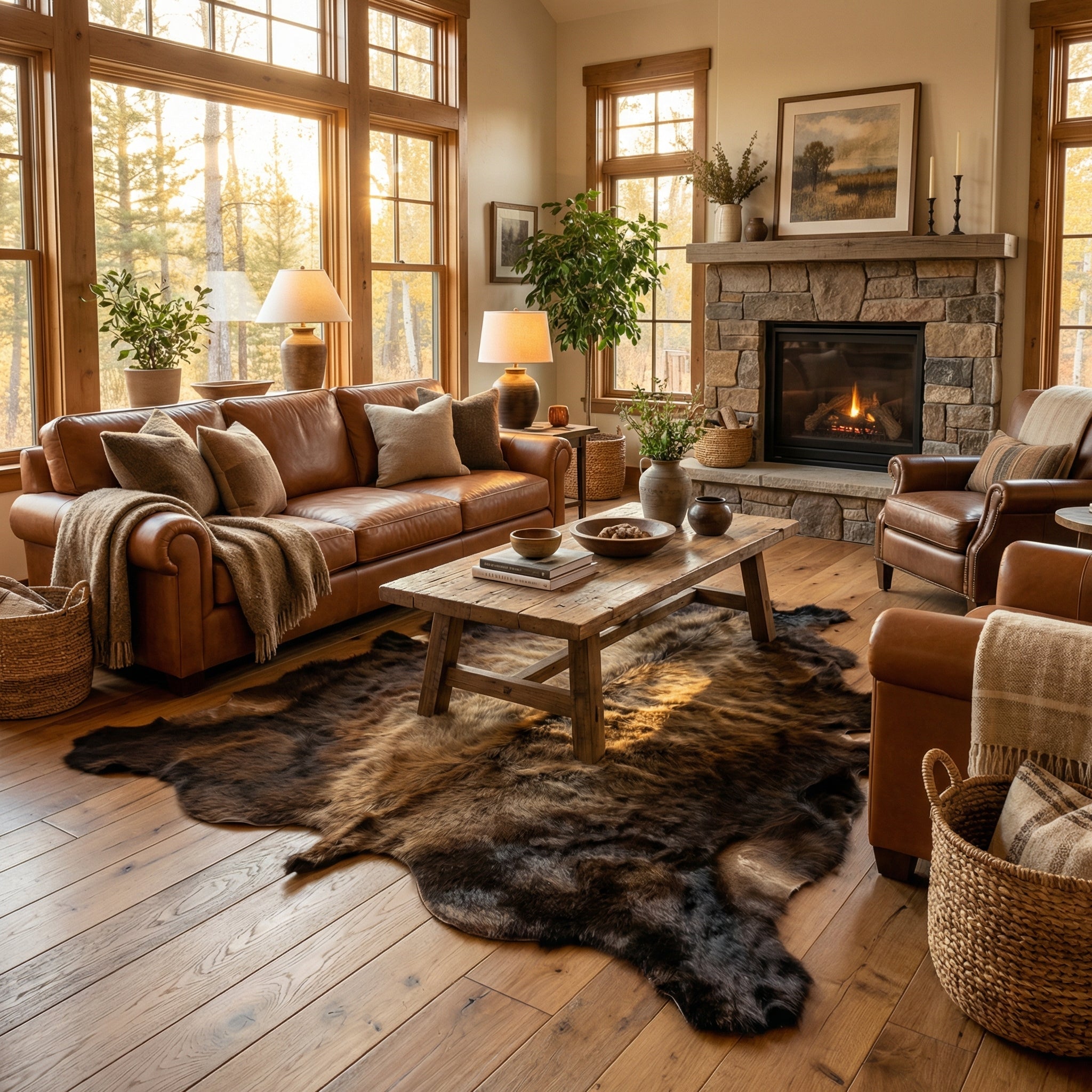 American Bison Hide Rug First Grade Extra Large 8x7 ft | 50+sqft