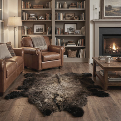 American Bison Hide Rug - Good Second Grade | 7'x6' - Hides & Leathers - Buffalo Rugs