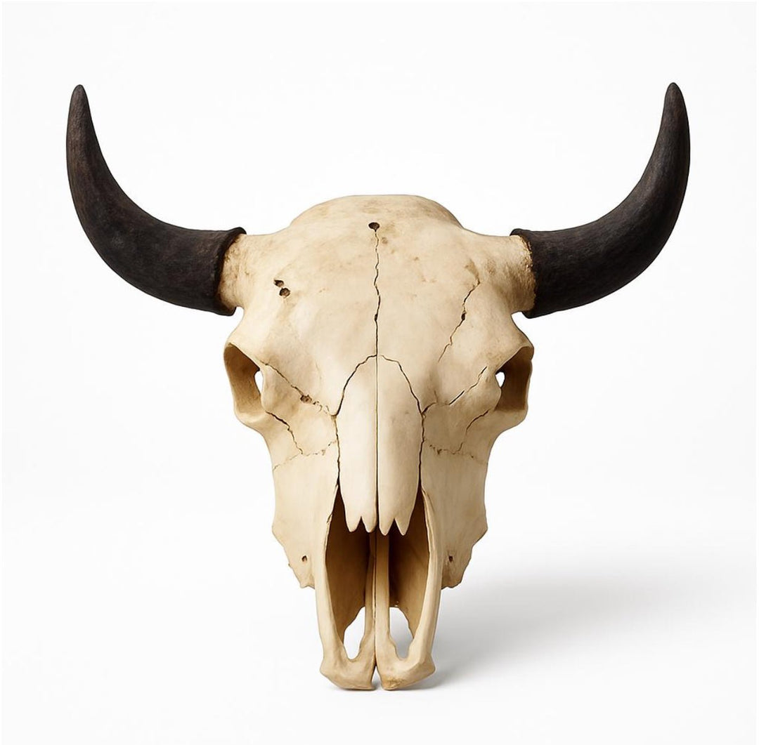 American Bison Skull | Authentic Weathered Bone & Natural Dark Horns – Approx. 2 feet. - Hides & Leathers - longhorn horns