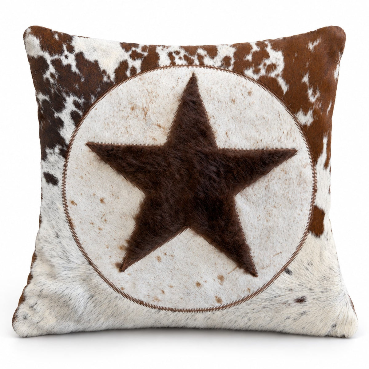 Bison & Cowhide Pillow Cover | Tricolor Hair-On – Black & Brown Speckled, 20 x 20 In - Hides & Leathers - Pillow