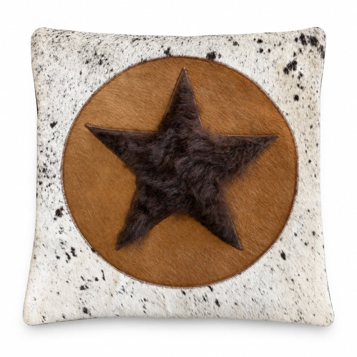 Bison & Cowhide Pillow Cover | Tricolor Hair-On – Black & Brown Speckled, 20 x 20 In - Hides & Leathers - Pillow