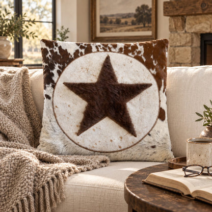 Bison & Cowhide Pillow Cover | Tricolor Hair-On – Black & Brown Speckled, 20 x 20 In - Hides & Leathers - Pillow