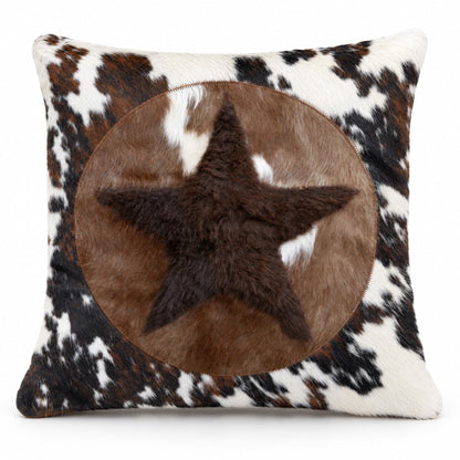 Bison & Cowhide Pillow Cover | Tricolor Hair-On – Black & Brown Speckled, 20 x 20 In - Hides & Leathers - Pillow