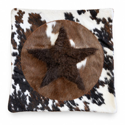 Bison & Cowhide Pillow Cover | Tricolor Hair-On – Black & Brown Speckled, 20 x 20 In - Hides & Leathers - Pillow