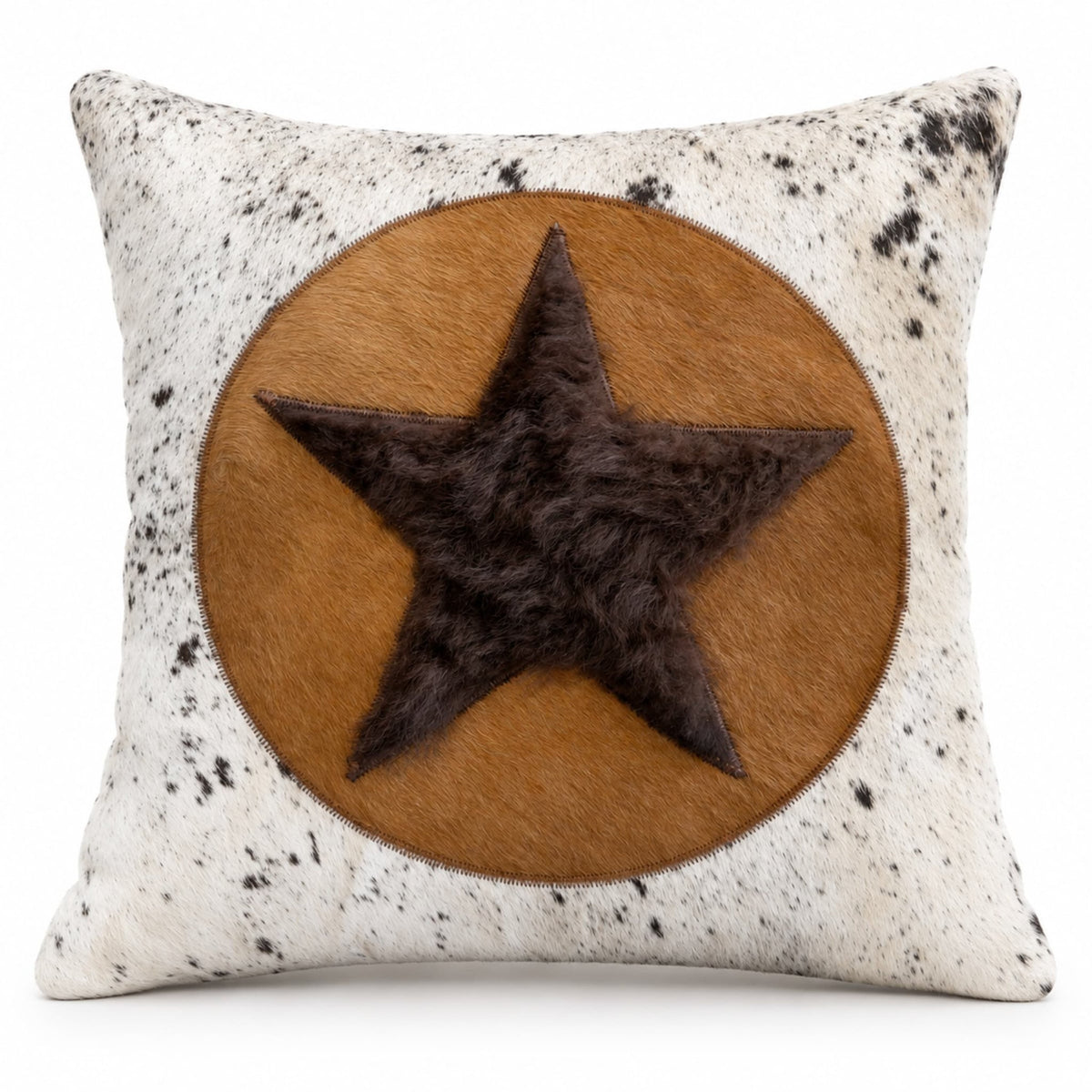Bison & Cowhide Pillow Cover | Tricolor Hair-On – Black & Brown Speckled, 20 x 20 In - Hides & Leathers - Pillow