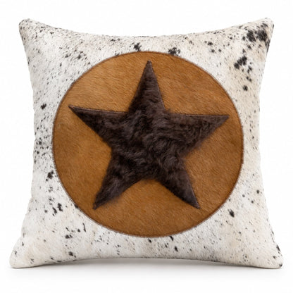 Bison & Cowhide Pillow Cover | Tricolor Hair-On – Black & Brown Speckled, 20 x 20 In - Hides & Leathers - Pillow