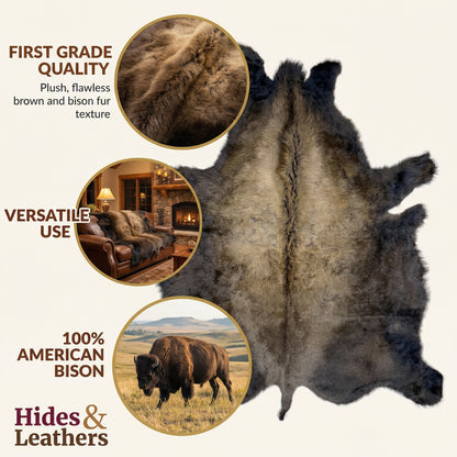 American Bison Hide Rug - First Grade Extra Large | 8'x7'