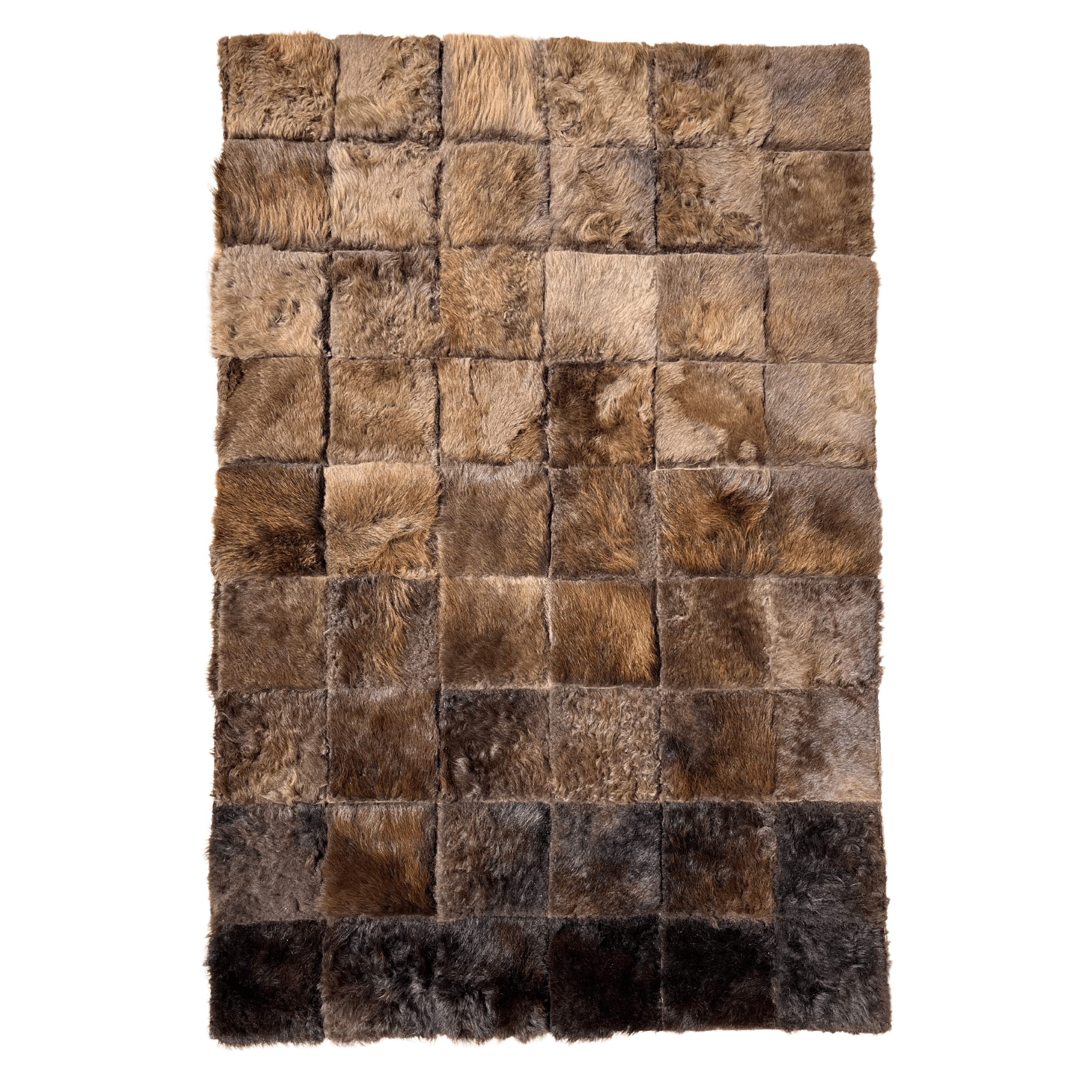 Bison Patchwork Area Rug 5x8 ft | Tricolor Hair-On Hide – Hides & Leathers