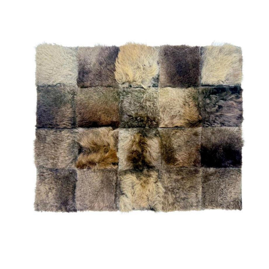 Bison Rectangle Patchwork Area Rug 4’x3’ - Hides & Leathers - Bison Rugs