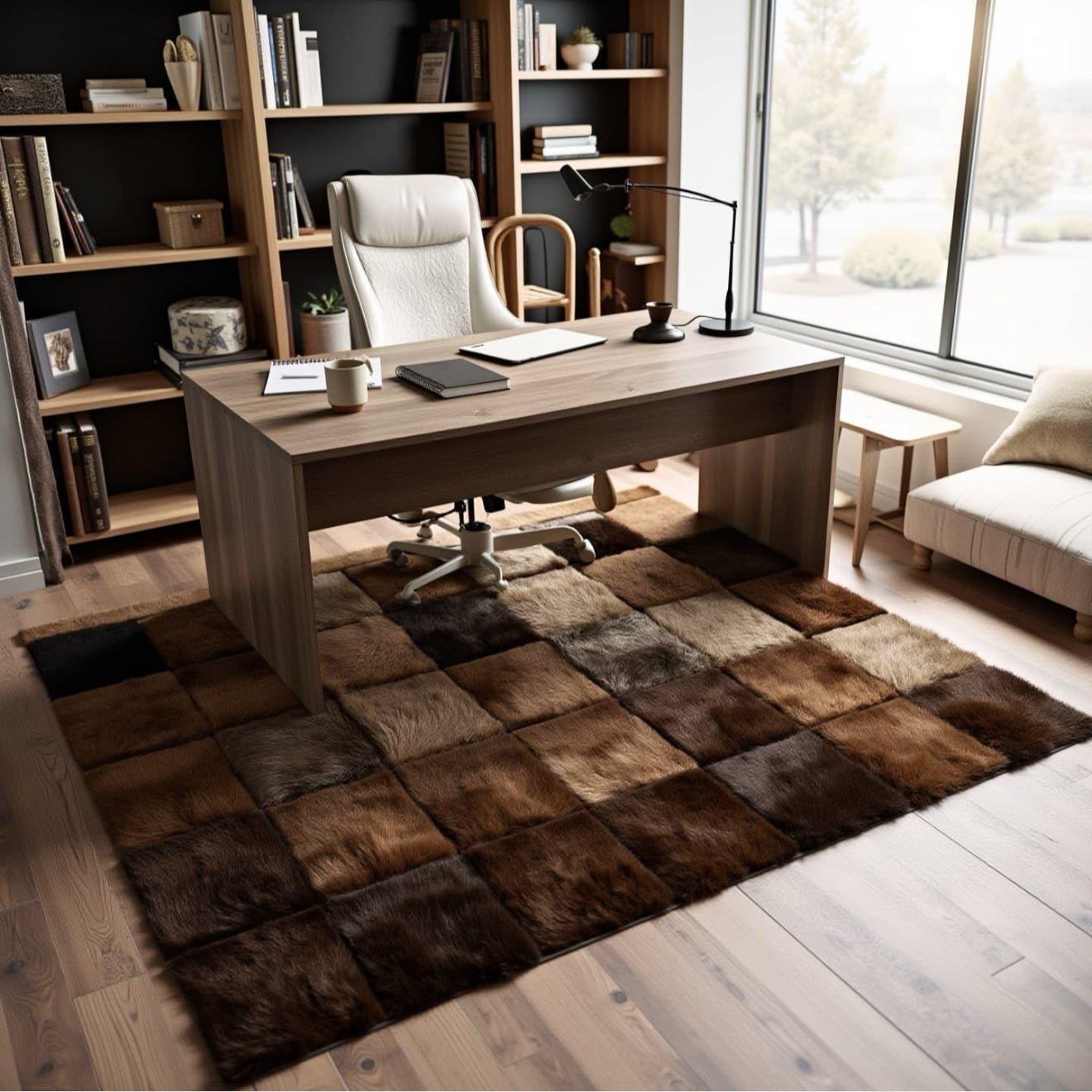 Bison Rectangle Patchwork Area Rug 4’x3’ - Hides & Leathers - Bison Rugs