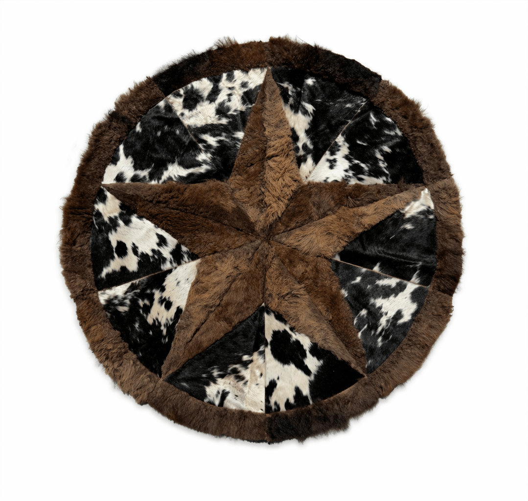 Bison Round Rug | Hair - On with Cowhide – 5’Pick and Get - Hides & Leathers - Area Rug