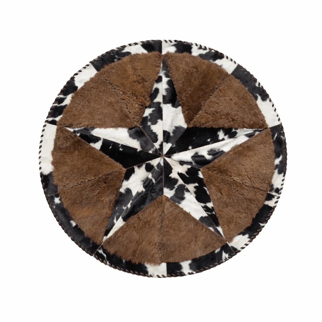 Bison Round Rug | Hair - On with Cowhide – 5’Pick and Get - Hides & Leathers - Area Rug