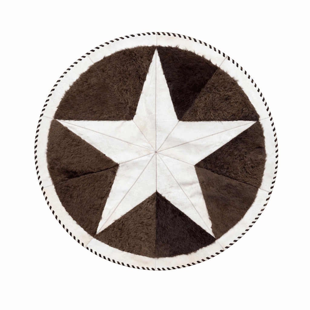 Bison Round Rug | Hair - On with Cowhide – 5’Pick and Get - Hides & Leathers - Area Rug