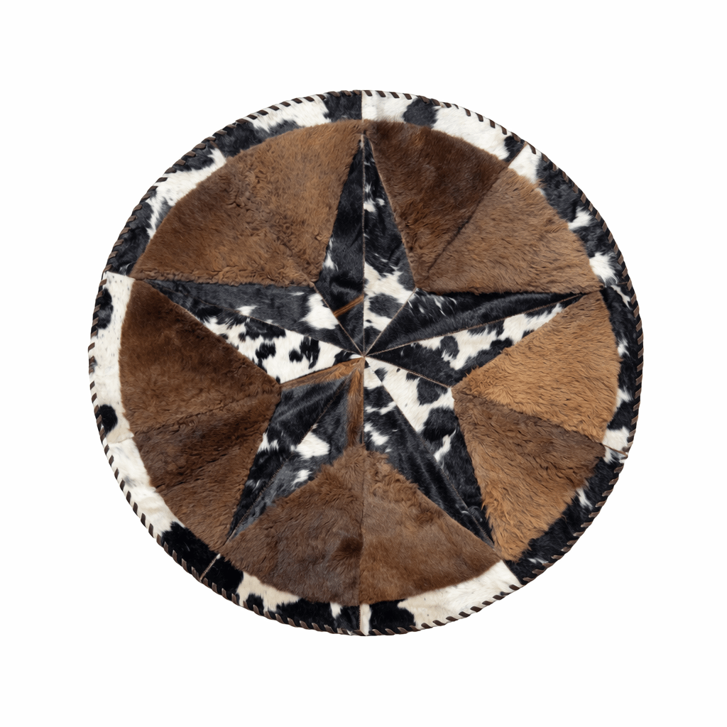 Bison Round Rug | Hair - On with Cowhide – 5’Pick and Get - Hides & Leathers - Area Rug