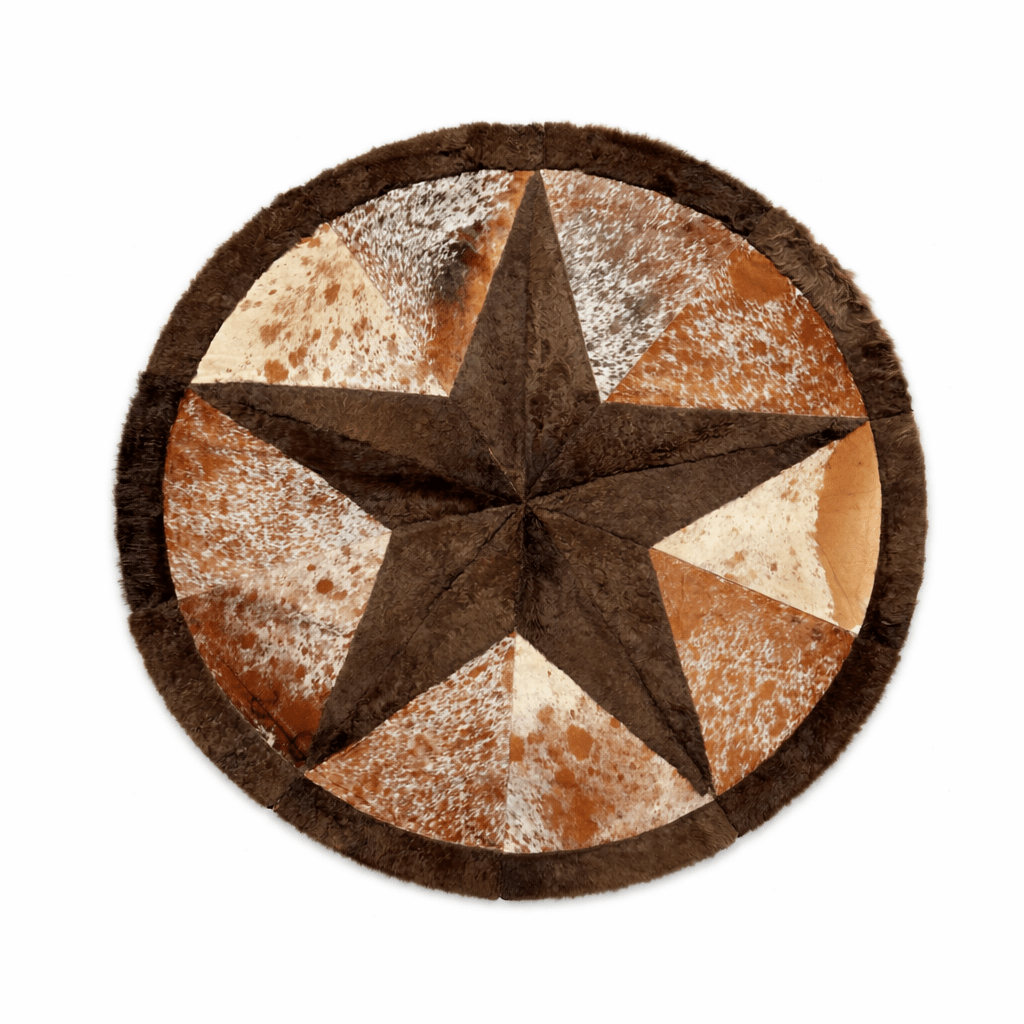 Bison Round Rug | Hair - On with Cowhide – 6 ’Pick and Get - Hides & Leathers - Area Rug