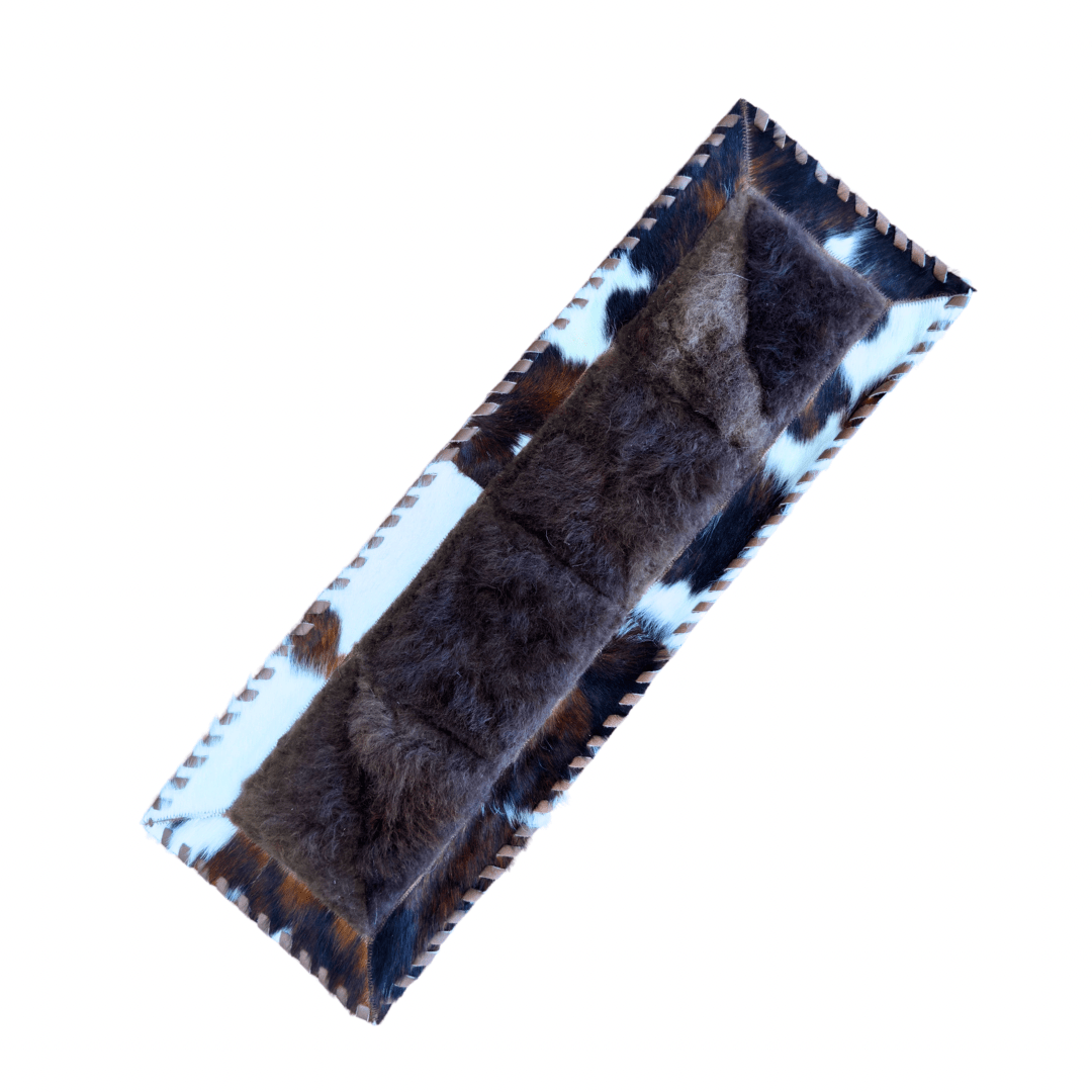 Bison/Cowhide Hair - On Hem Table Runner | Patchwork & Laced Design – 1' X 3' Feet - Hides & Leathers - Cowhide Rugs