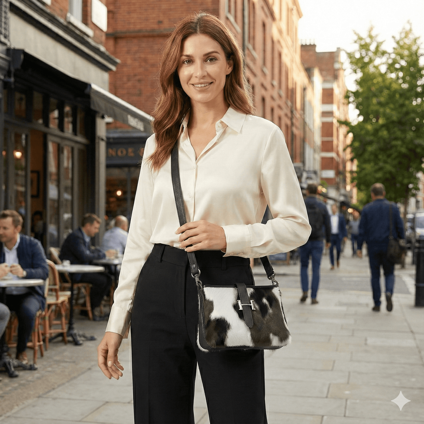 Black & White Cowhide Leather Crossbody Bag | Genuine Hair - On Hide & Dark Black Strap – 9 x 6 x 1 Inch - Hides & Leathers - Hair On Cow