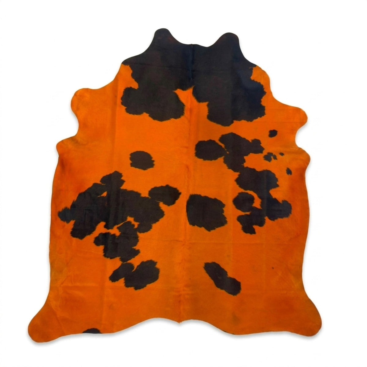 Brazilian Cowhide Rug | Orange & Black Dyed Hair-On 7.5 x 6.5 Ft - Hides & Leathers - Rugs