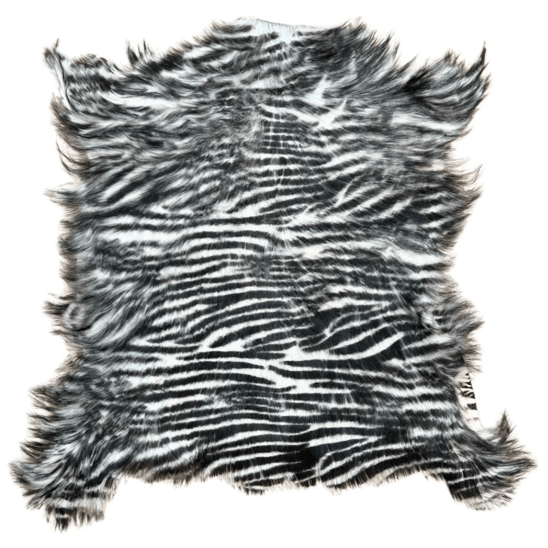 Cashmere Goat Skin Rug - Zebra Print - Hides & Leathers - Cashmere